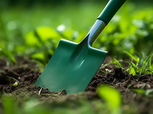 Spade digging ground